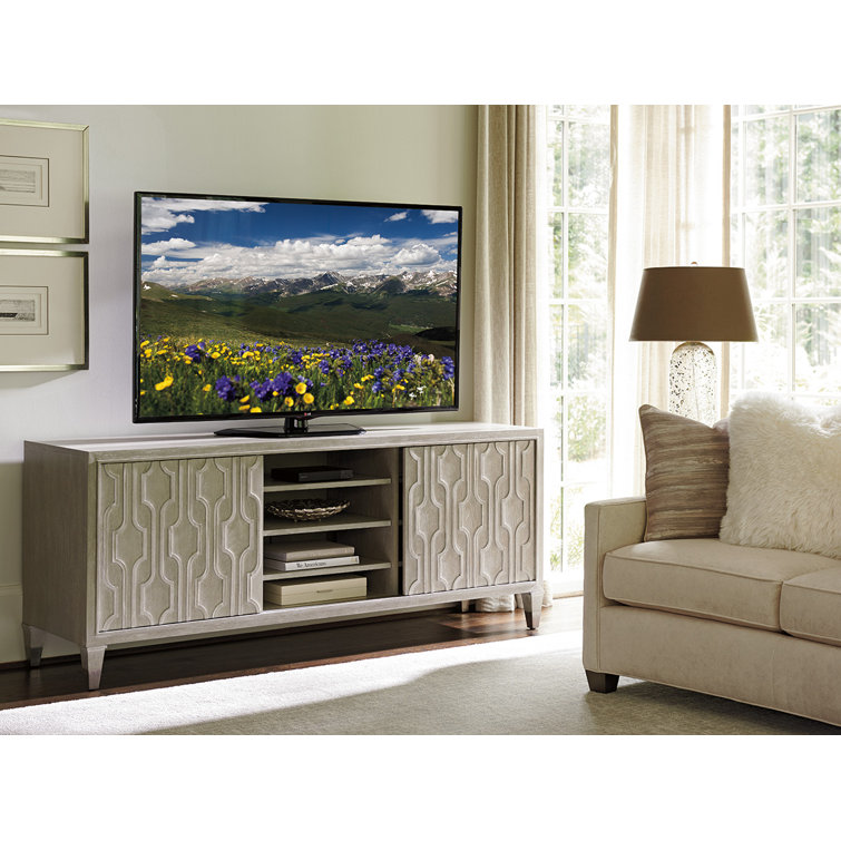 Gray Transitional 74.5" Media Console with Cabinet
