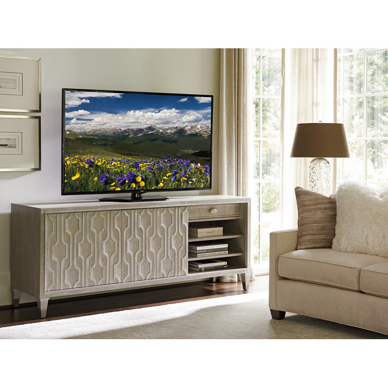 Gray Transitional 74.5" Media Console with Cabinet