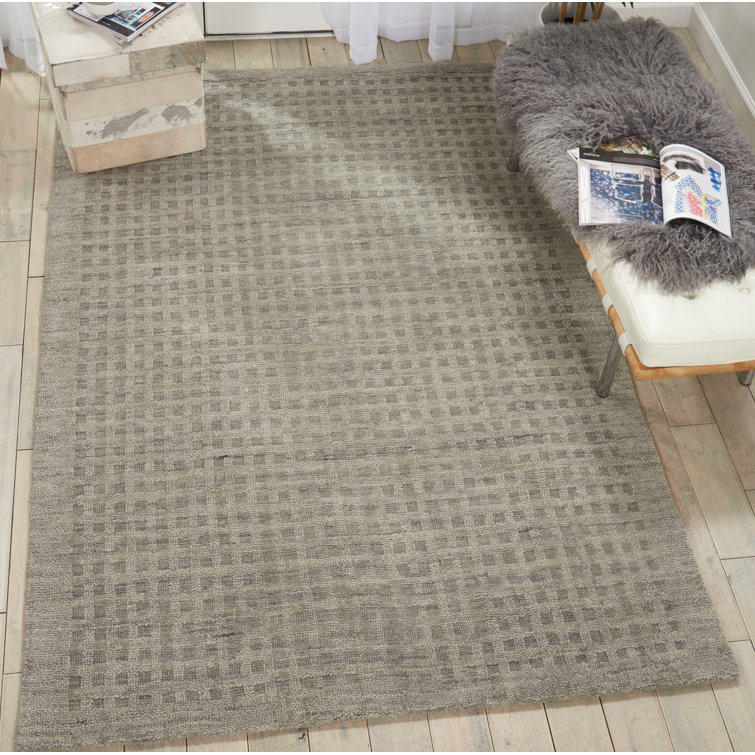 Charcoal Shadowbox 5' x 7' Hand-Woven Wool Area Rug
