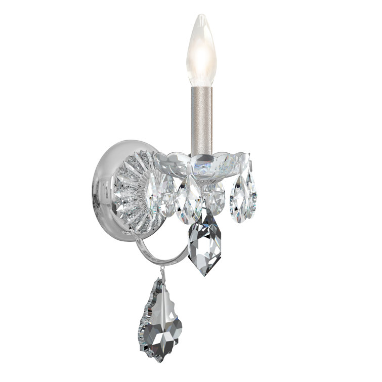 Elegant Polished Silver Direct-Wired Sconce with Clear Heritage Crystal