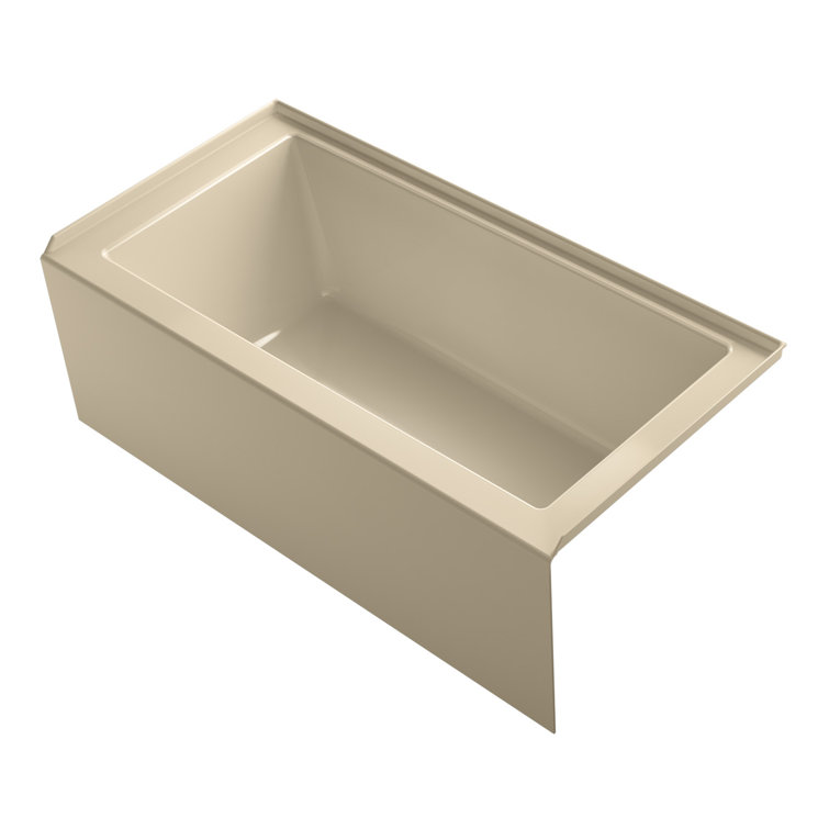White Acrylic 60" Rectangular Alcove Soaking Bathtub with Slotted Overflow