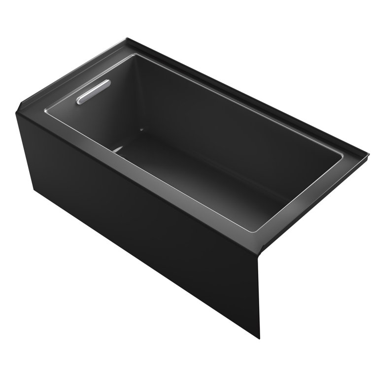 Black Acrylic 60" x 30" Alcove Soaking Bathtub
