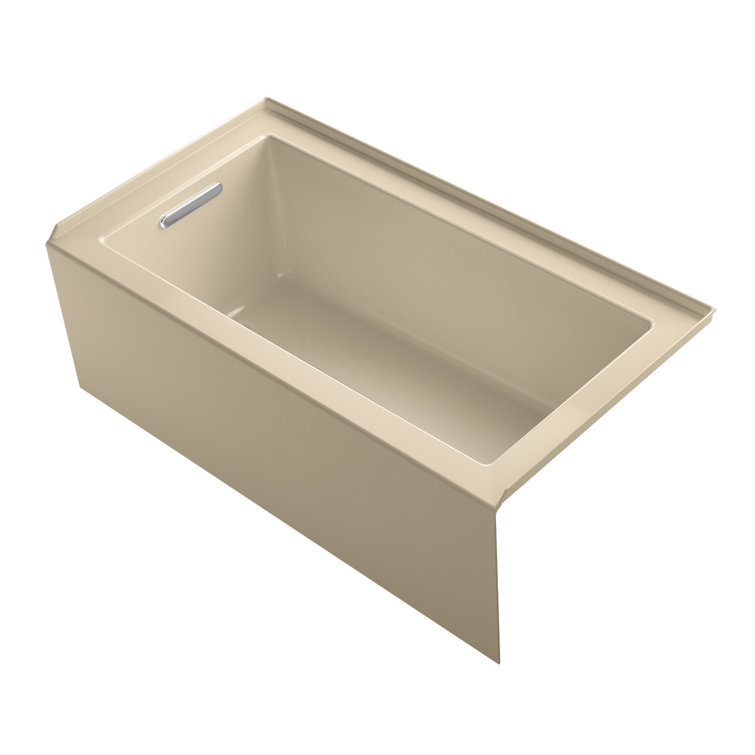 White Acrylic 60" Alcove Soaking Bathtub with Left Drain
