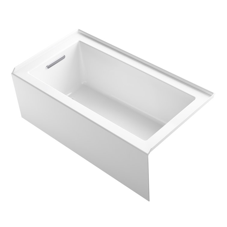 White Acrylic 60" Alcove Soaking Bathtub with Left Drain