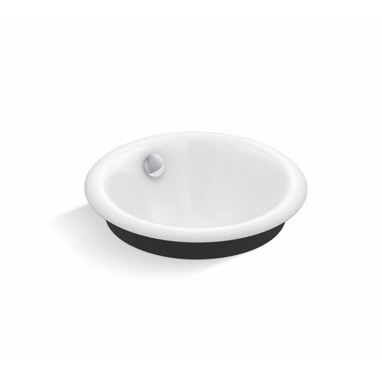 White Round Cast Iron Undermount Bathroom Sink