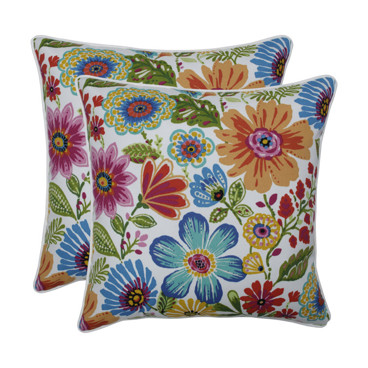 Bright Floral Multicolor Indoor/Outdoor Throw Pillow Set