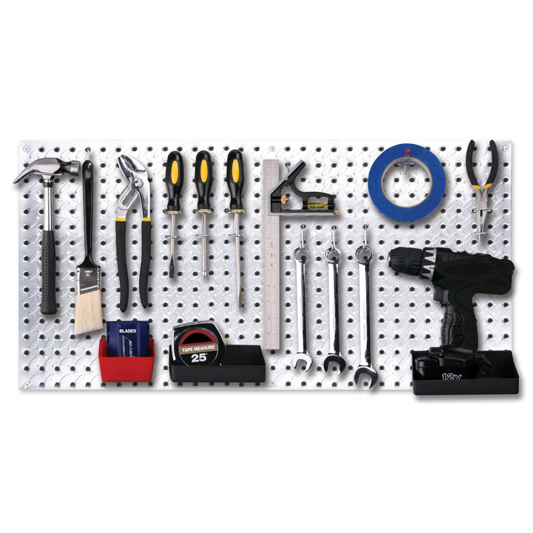 Heavy-Duty Silver Galvanized Steel Pegboard Shelf Board