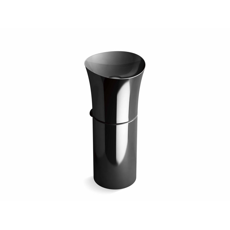Veil 16" Black Fireclay Pedestal Sink with Ultra-Thin Edge