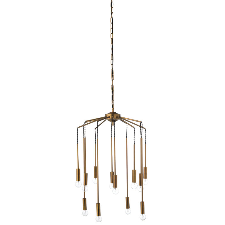 Antique Brass 12-Light Modern Cluster Pendant