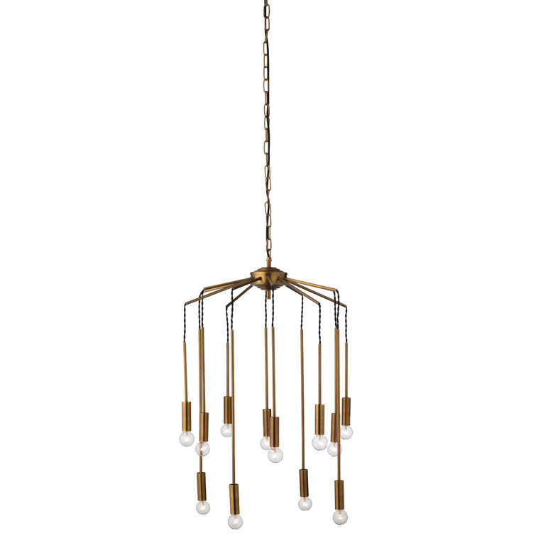 Antique Brass 12-Light Modern Cluster Pendant