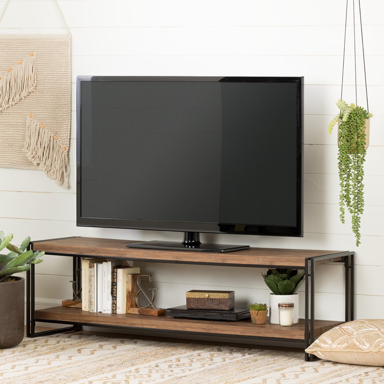 Industrial Medium Wood Bamboo TV Stand Bench
