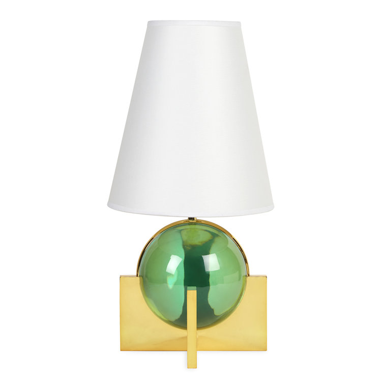 Emerald and Brass Modern Vanity Lamp with White Shade