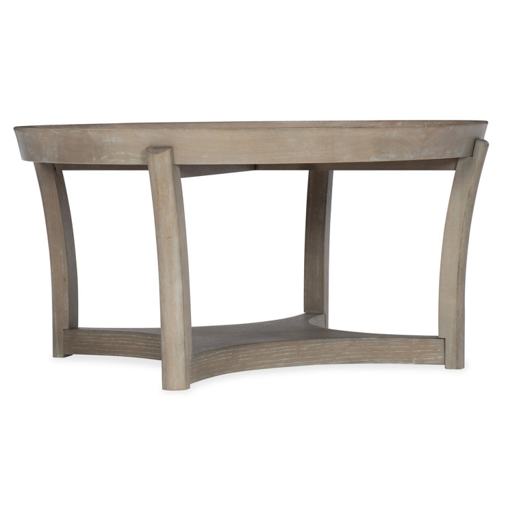 Gray Round Transitional Wood Coffee Table