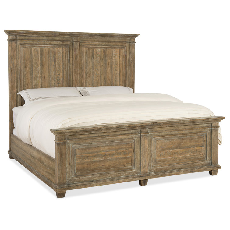 Estate Elegance Queen Panel Bed with Brush-Painted Wood Headboard