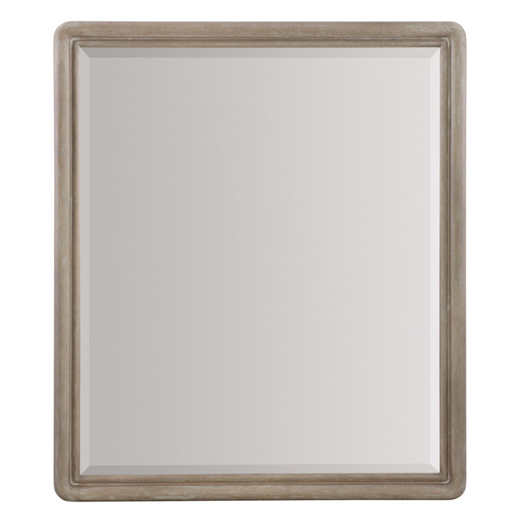 Greige Transitional Wood Rectangular Wall Mirror