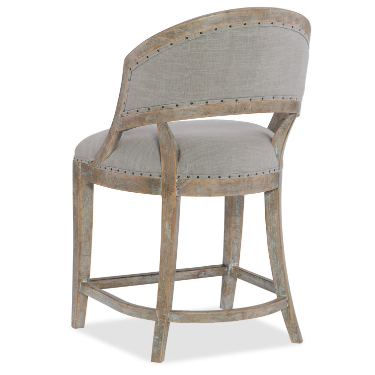 Antwerp Linen Textured Gray Barrel Back Counter Stool