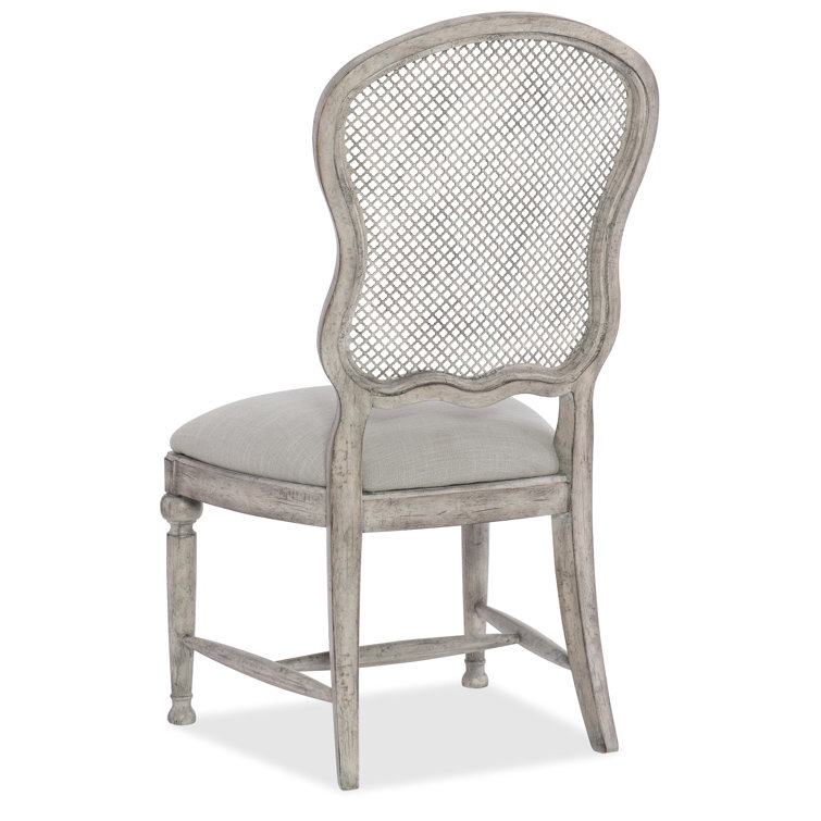 Antique Gray White Linen Upholstered Side Chair