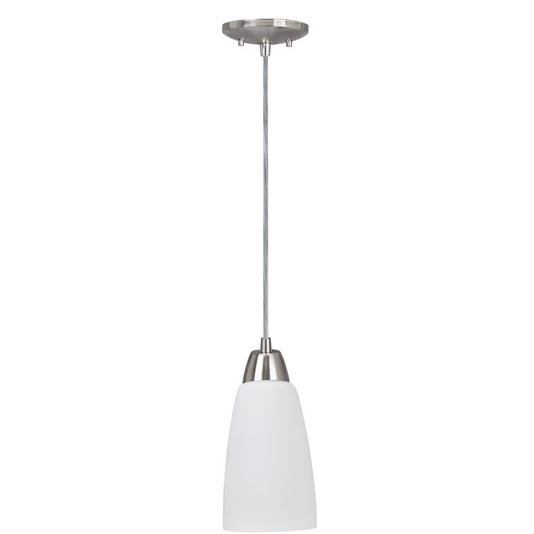 Satin Nickel Mini Pendant Light with Metal Shade