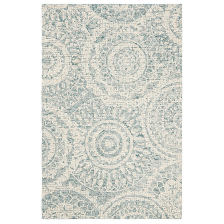 Ivory Abstract Tufted Wool 10' x 14' Rectangular Area Rug