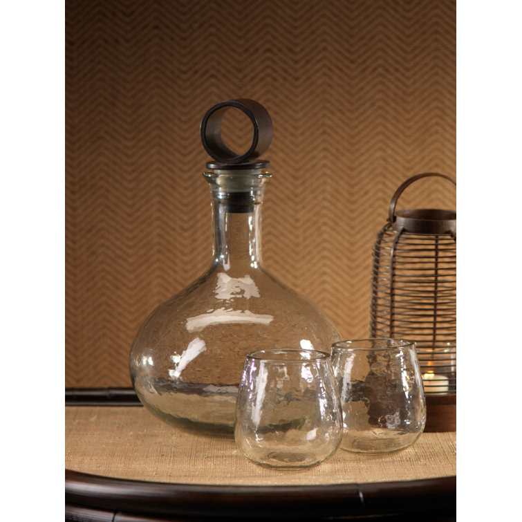 Cloverly Clear Hammered Glass Stemless Wine Glass Set