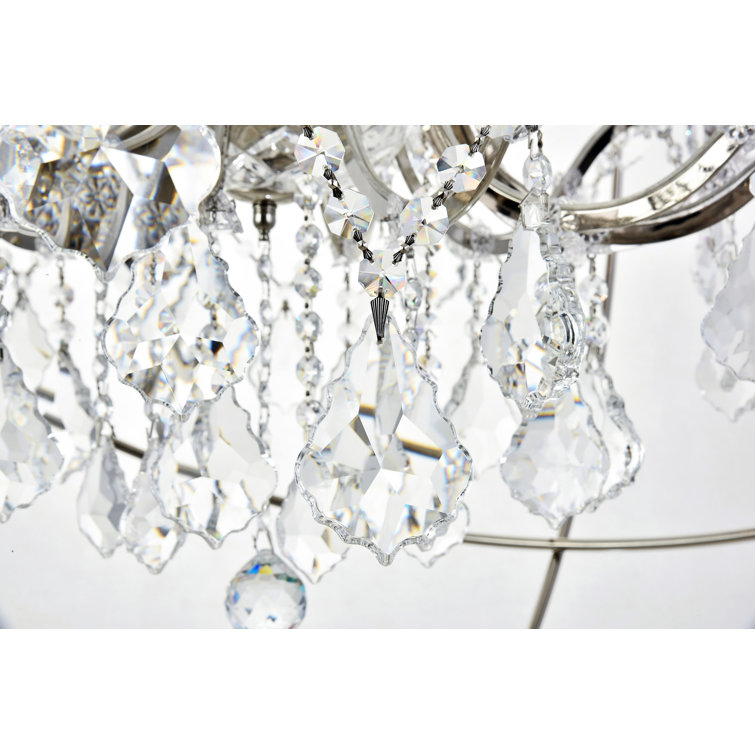 Geneva Polished Nickel 18-Light Globe Chandelier with Silver Shade Crystals