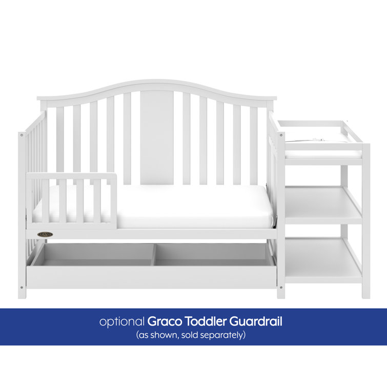 White 4-in-1 Convertible Crib with Changer and Drawer