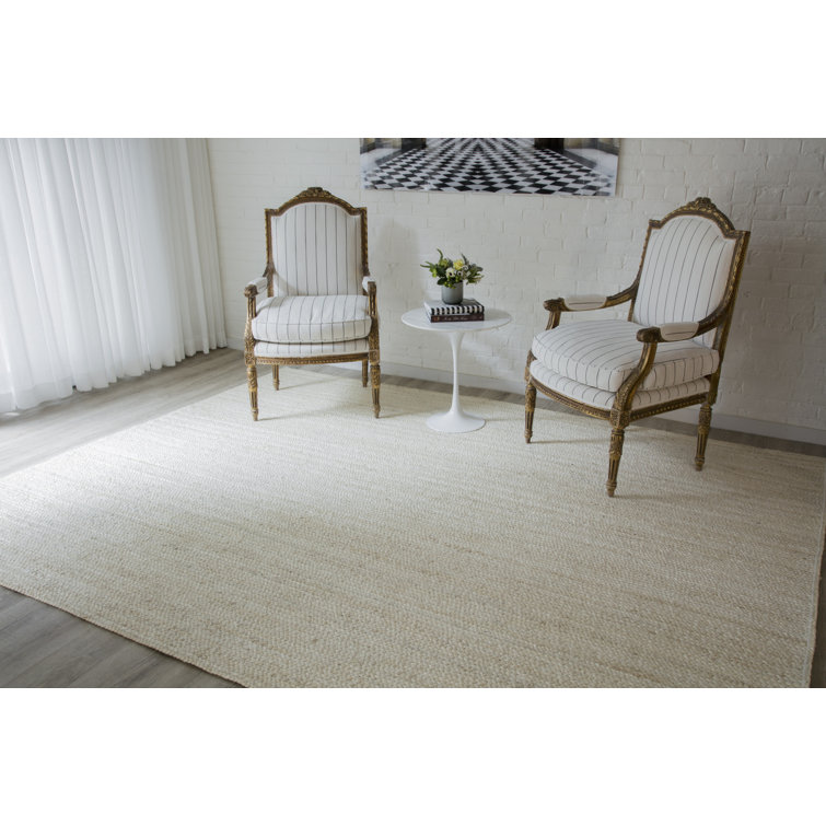Small Beige Handmade Wool Rectangular Accent Rug