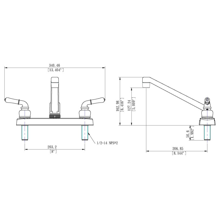 Stainless Steel Double Handle Swivel Kitchen Faucet