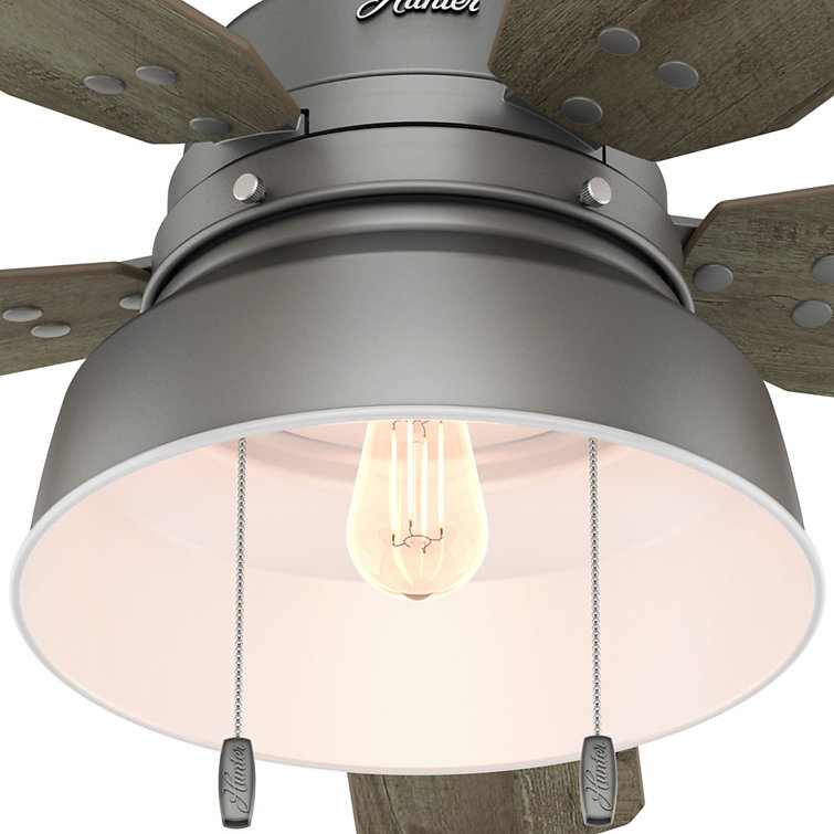 52" Matte Silver Low Profile Ceiling Fan with Light and Remote