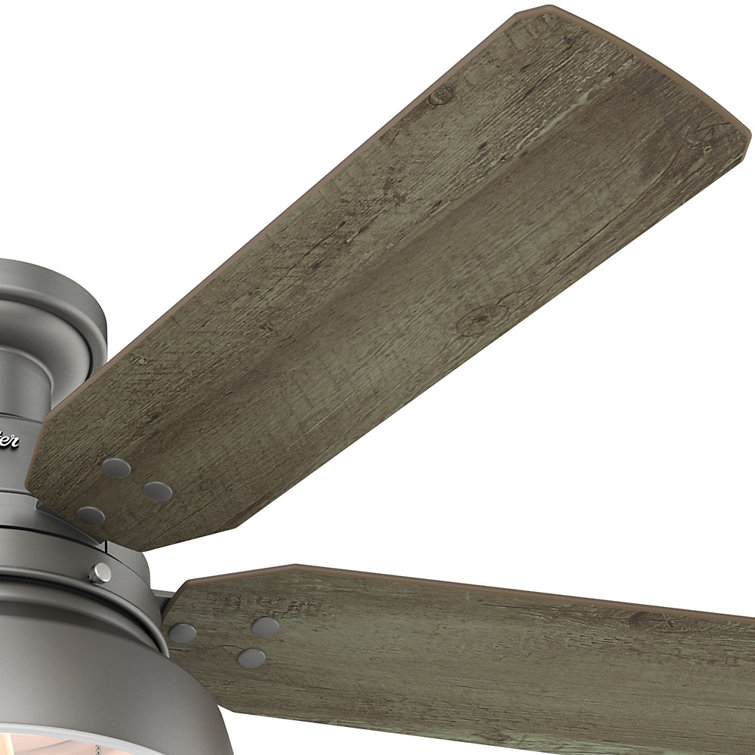 52" Matte Silver Low Profile Ceiling Fan with Light and Remote