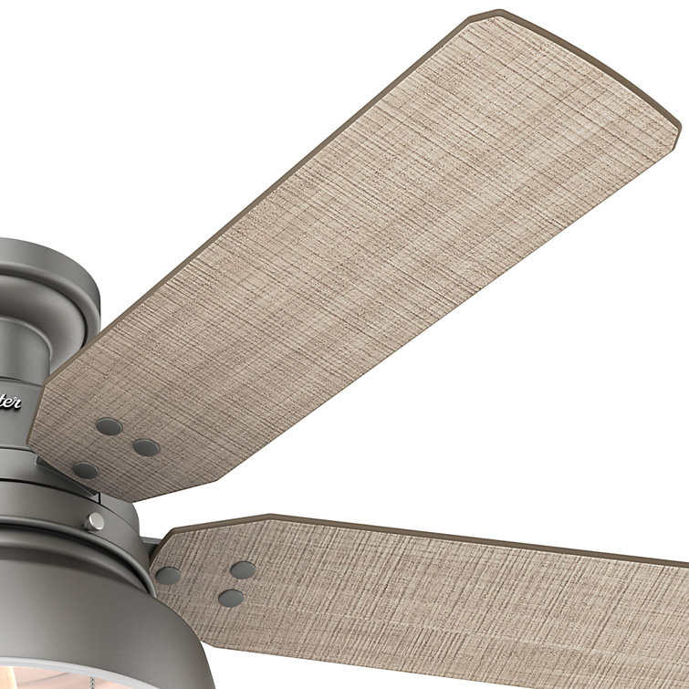 52" Matte Silver Low Profile Ceiling Fan with Light and Remote