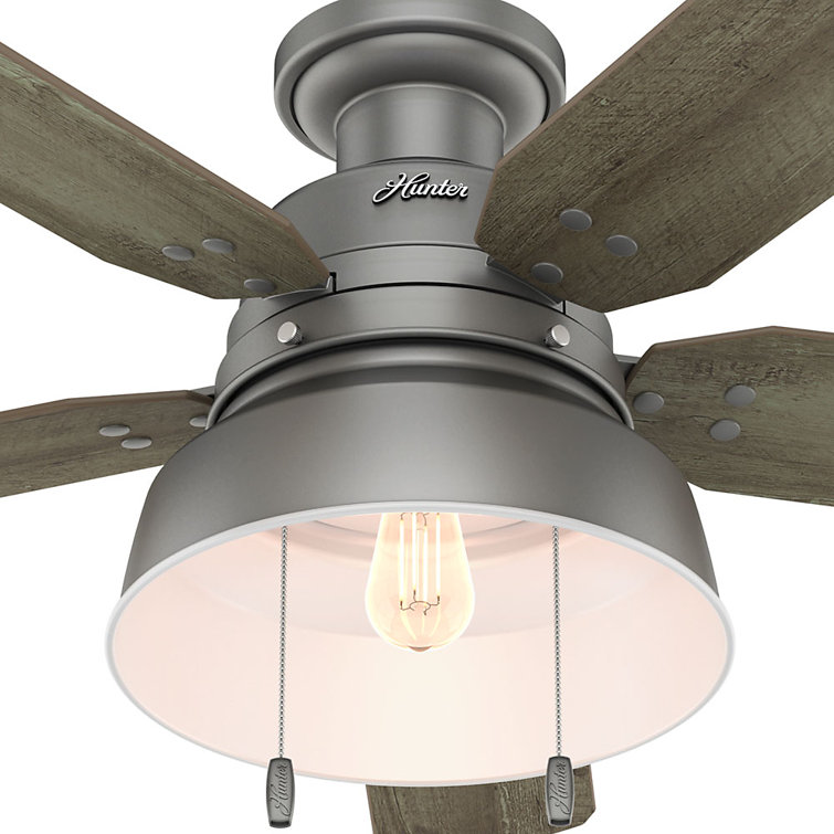 52" Matte Silver Low Profile Ceiling Fan with Light and Remote