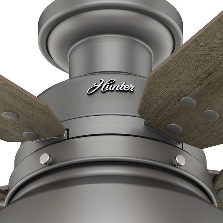 52" Matte Silver Low Profile Ceiling Fan with Light and Remote