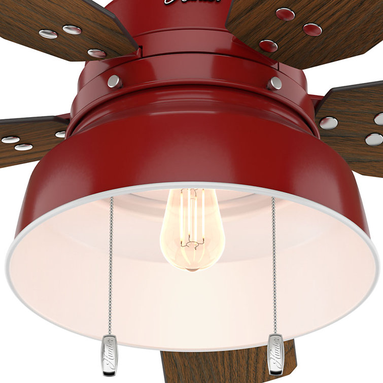 Barn Red 52" Low Profile Ceiling Fan with LED Light