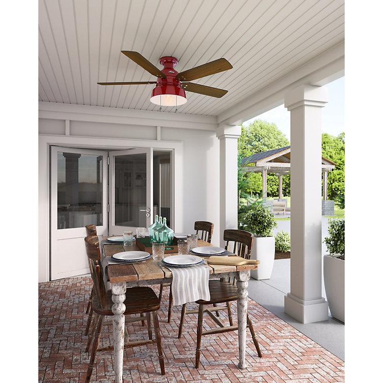 Barn Red 52" Low Profile Ceiling Fan with LED Light