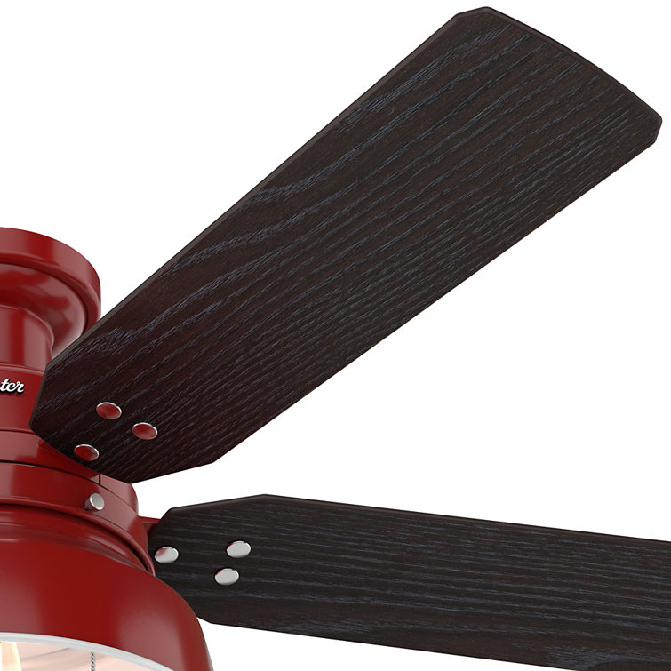 Barn Red 52" Low Profile Ceiling Fan with LED Light