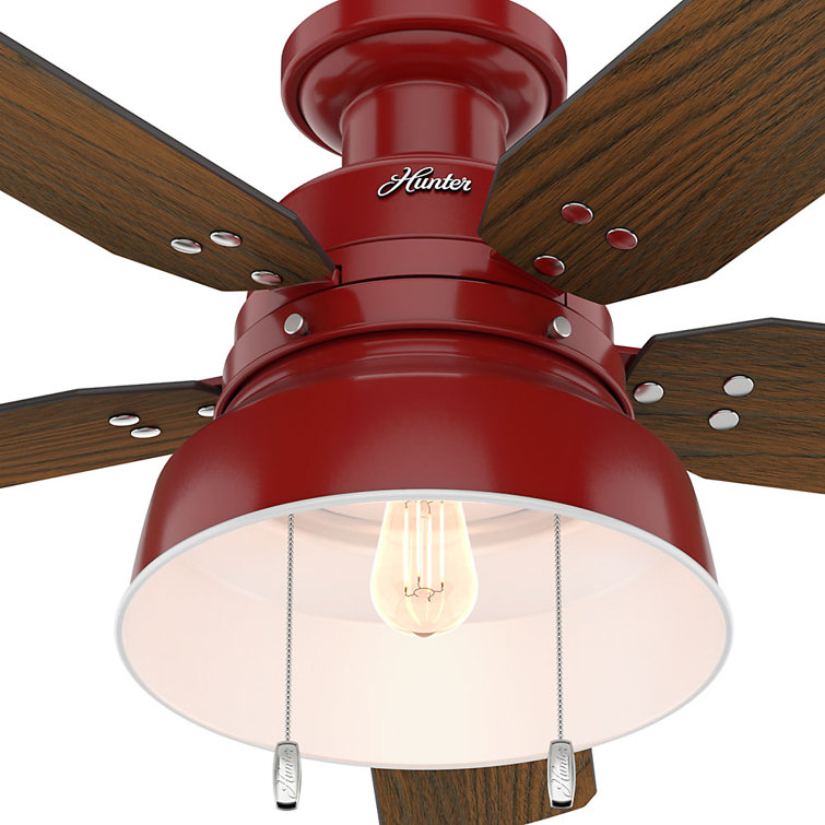 Barn Red 52" Low Profile Ceiling Fan with LED Light