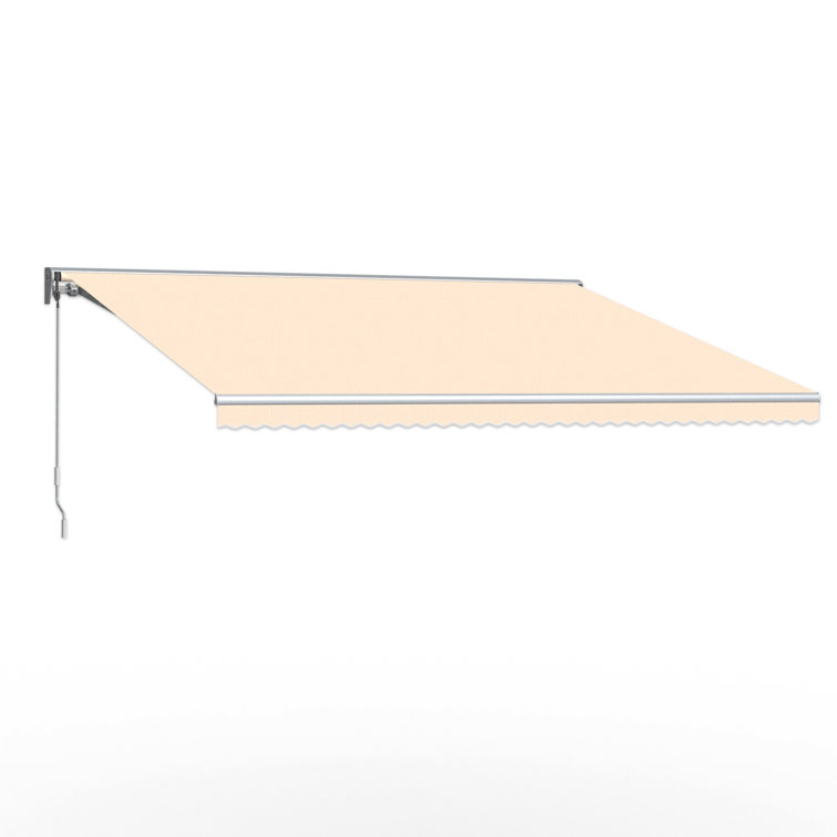 Forest Green Acrylic Motorized Retractable Patio Awning with Aluminum Hood