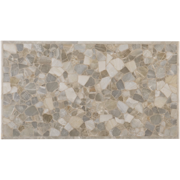 Rectangular Silver and White Wood Coffee Table with Onyx Top