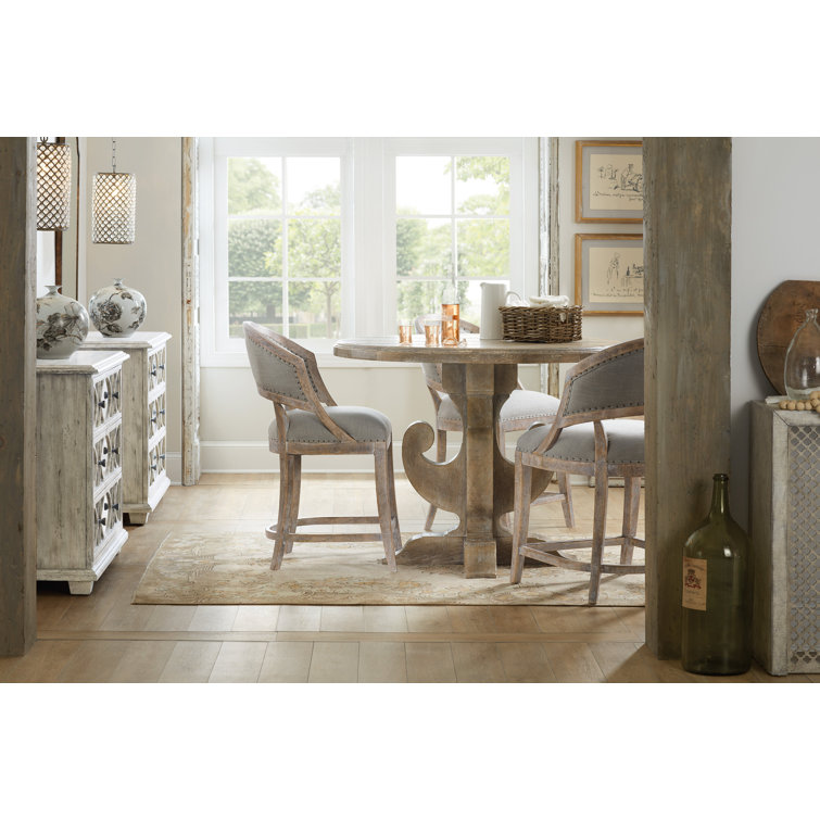 Antwerp Linen Textured Gray Barrel Back Counter Stool
