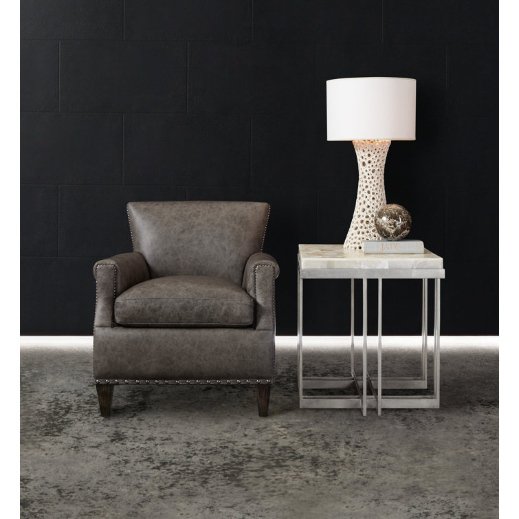 Contemporary White and Silver Wood Metal Rectangular End Table