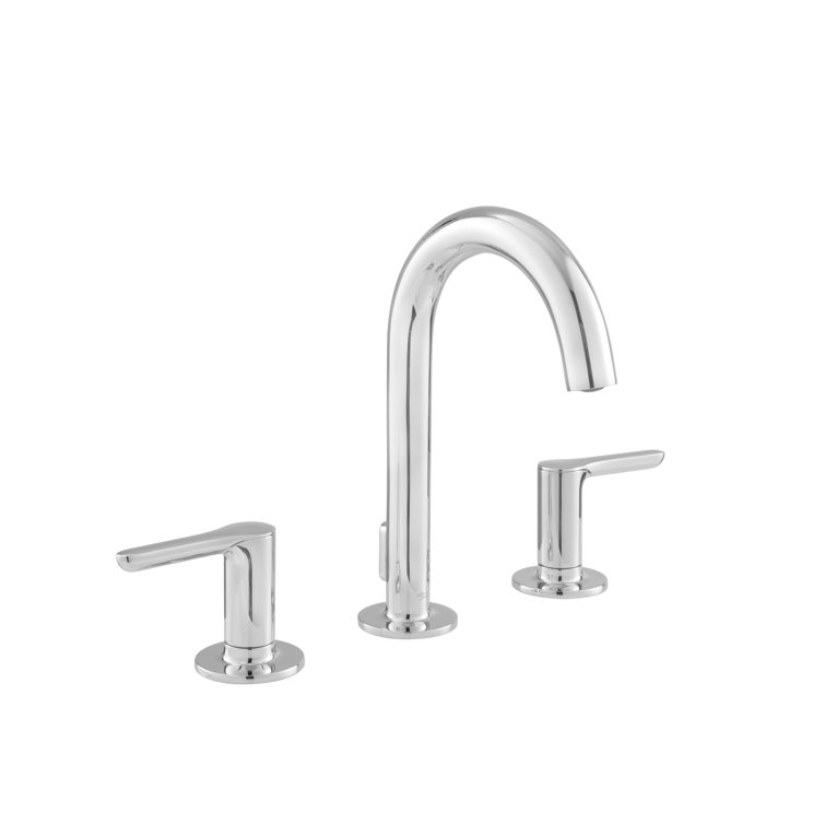 Polished Chrome Modern Widespread Bathroom Faucet with Lever Handles