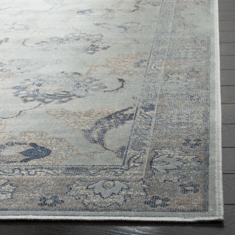 Light Blue Hand-Knotted Viscose Oriental Runner Rug
