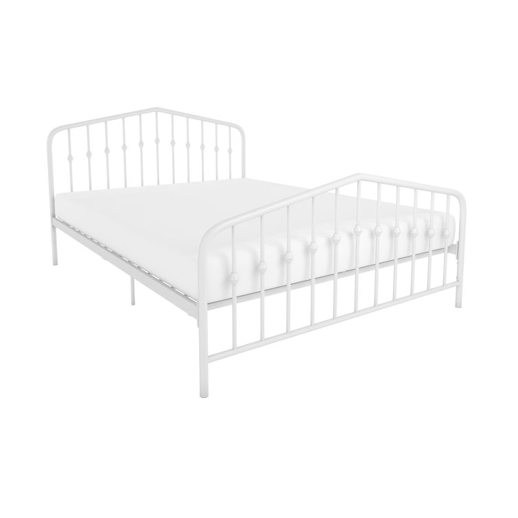 Bushwick Queen Warm Creamy White Metal Bed with Slats