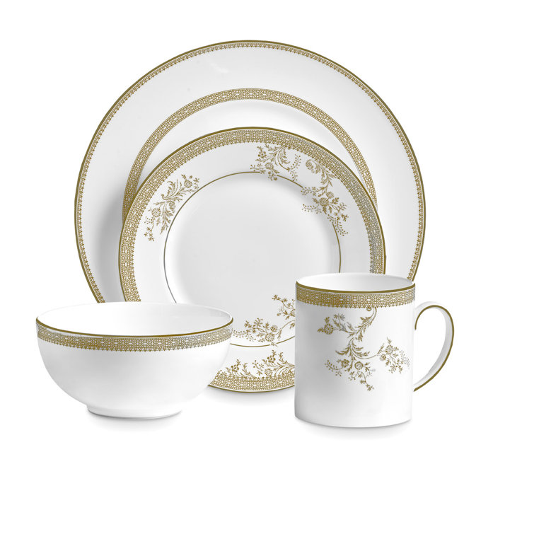 White Porcelain Lace 4-Piece Place Setting for 8