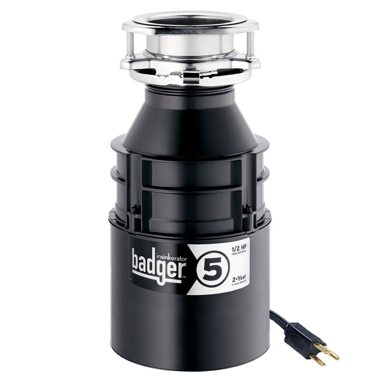Badger 5 Black and Gray 1/2 HP Continuous Feed Garbage Disposal