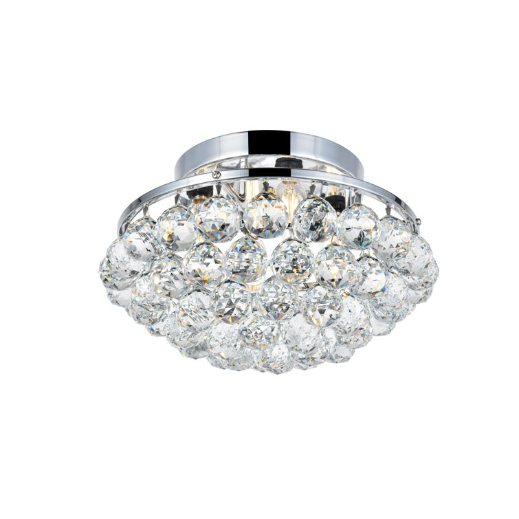 Corona 14'' Chrome Flush Mount with Clear Crystal Balls