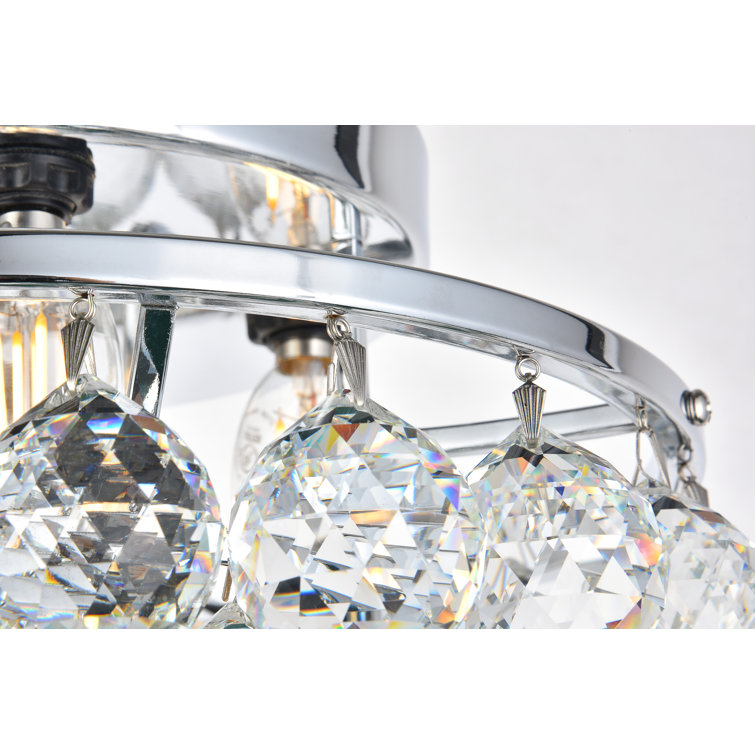Corona 14'' Chrome Flush Mount with Clear Crystal Balls
