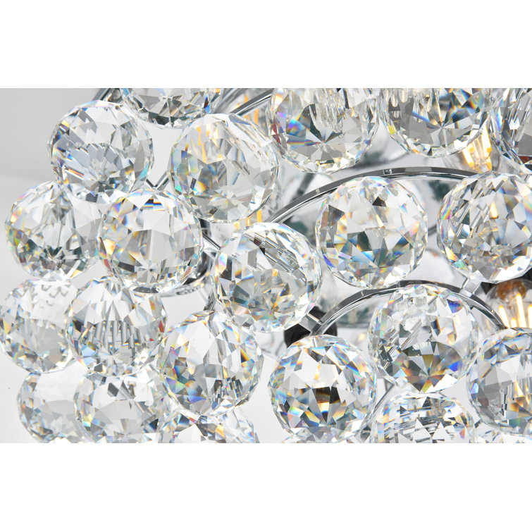 Corona 14'' Chrome Flush Mount with Clear Crystal Balls