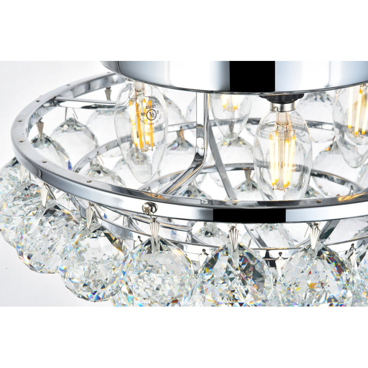Corona 14'' Chrome Flush Mount with Clear Crystal Balls